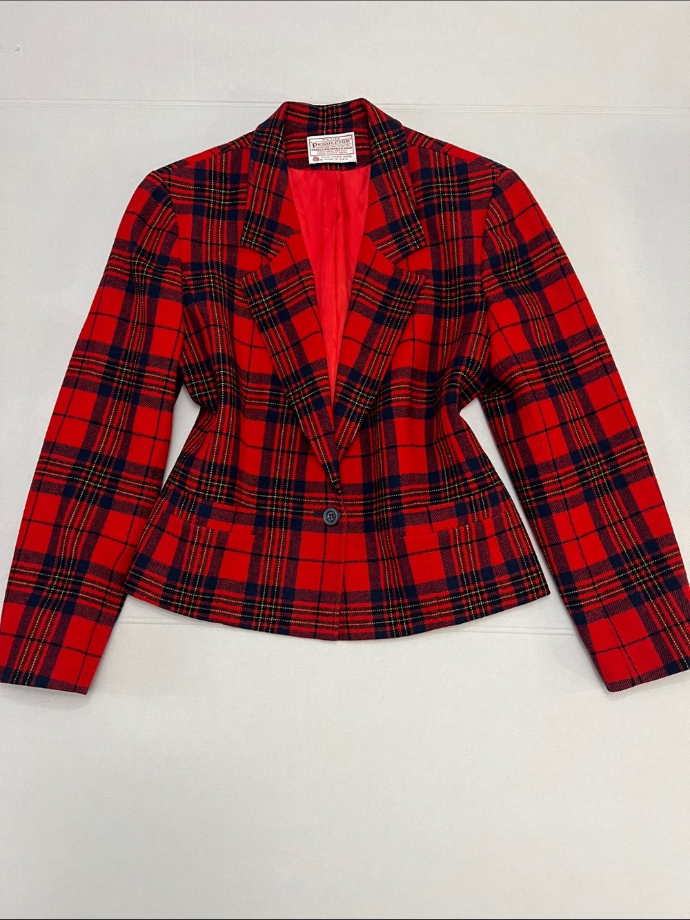 VTG Womens Pendleton Tartan Plaid Virgin Wool Blazer Jacket USA Made 8 Petite